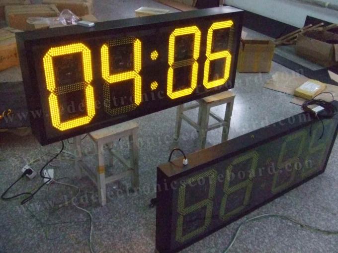 20 Inch Yellow Color Commercial Digital Clock , Led Display Clock 88 / 88 Format