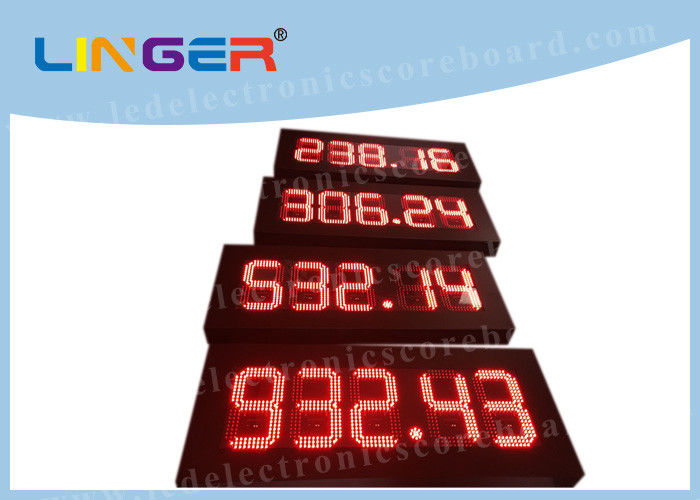 Large Size LED Gas Price Sign Red Color With 6 Lines Aluminium Frame / Iron Cabinet
