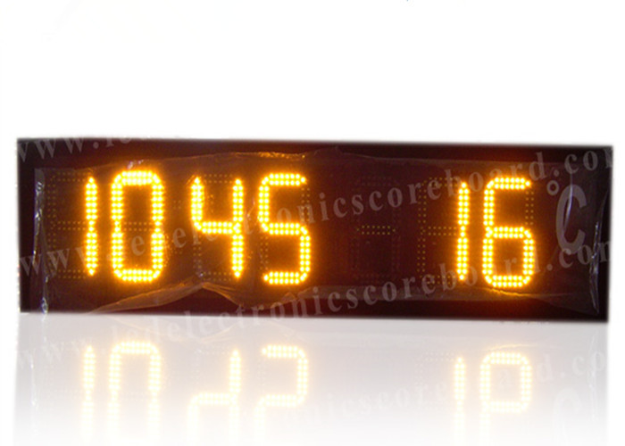 4 Digits In Yellow Color Electric Digital Clock With Temperature Display