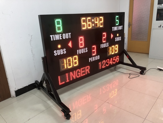Yellow Electronic Basketball Scoreboard With Moving Sign