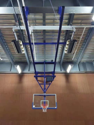 Tempered Glass Backboard Basketball Hoop Electric Folding Suspended