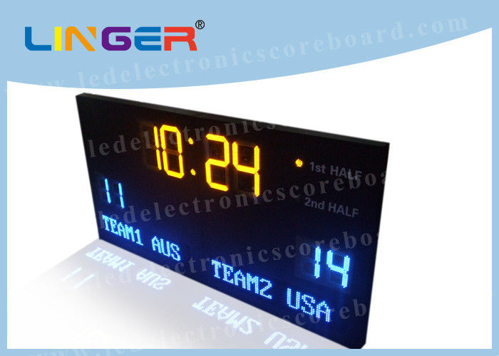Blue Team name and Yellow Digits Led Electronic Scoreboard From Front Maintance