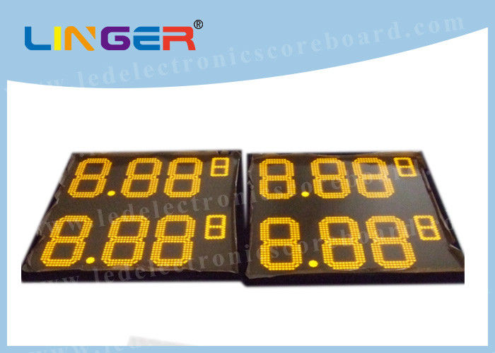 2 Lines LED Gas Price Sign Yellow Color With Waterproof Frame 8.889 Format