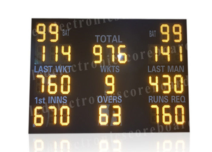 Yellow Electronic Cricket Scoreboards , Cricket Digital Scoreboard Waterproof Frame