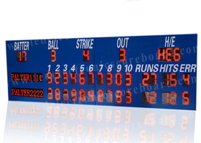 Professional LED Baseball Scoreboard With Blue Frame Cabinet 1400mm*3800mm*100mm