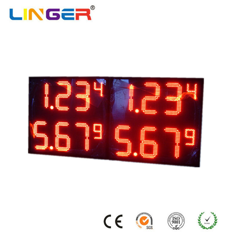 Red Digits Color Professional Led Price Display , Electronic Gas Price Signs X 4 Rows